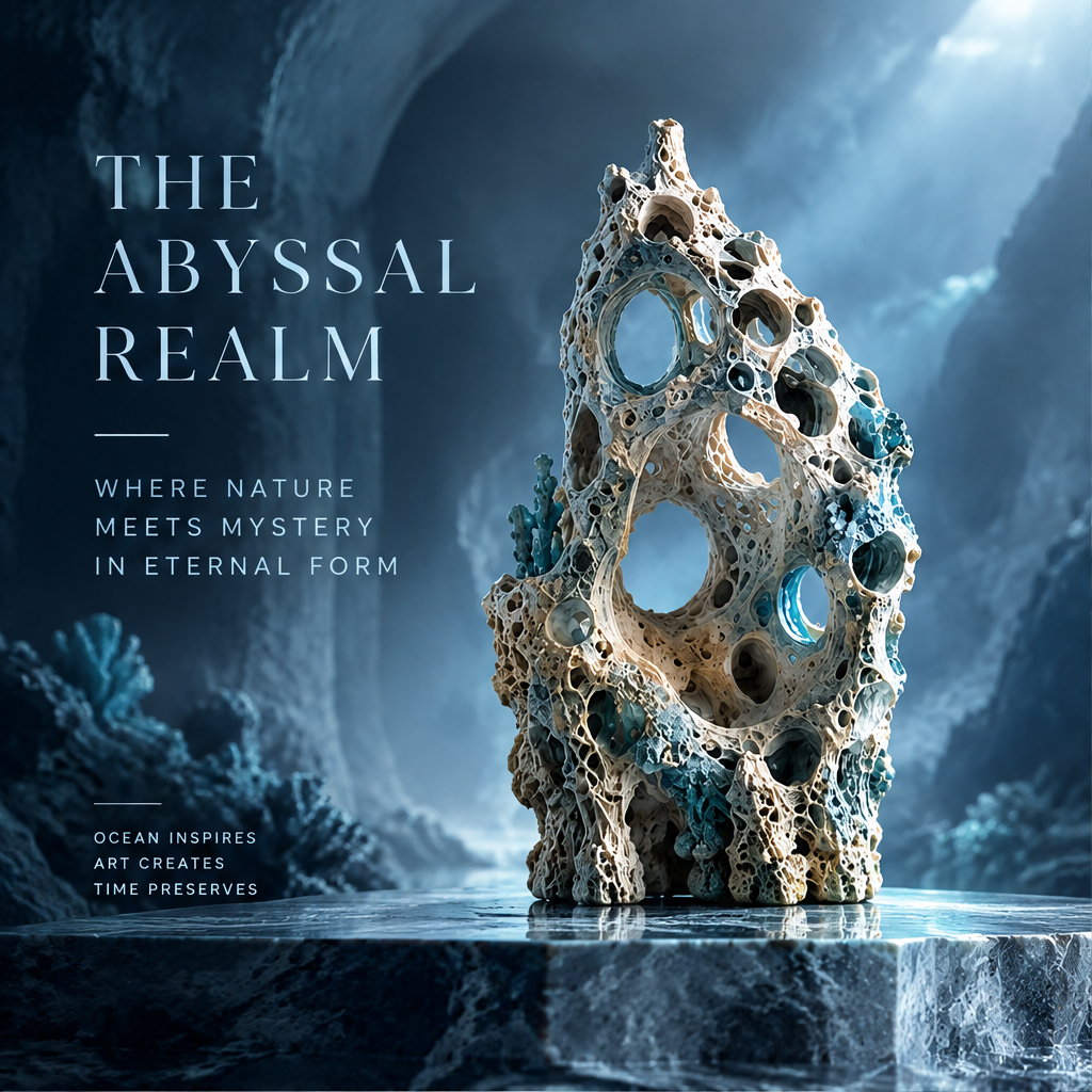 SOLVERNM® The Abyssal Realm — where nature meets mystery in eternal form: ocean inspires art creates time preserves, dramatic deep ocean cave setting