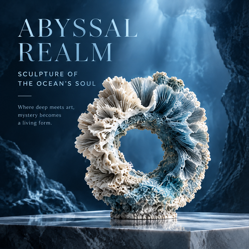 SOLVERNM® Abyssal Realm — sculpture of the ocean's soul: where deep meets art, mystery becomes a living form, deep ocean cave setting