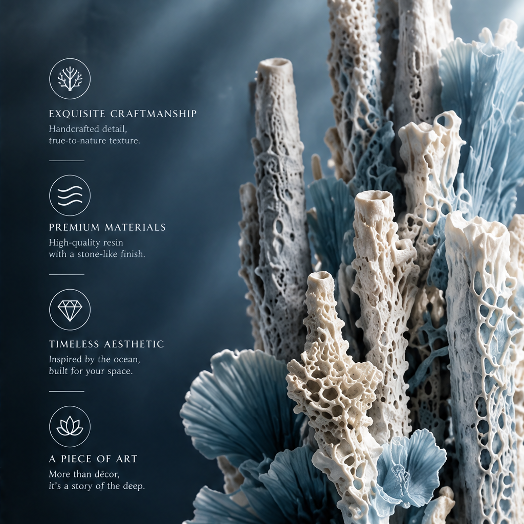 SOLVERNM® Exquisite Craftmanship handcrafted detail true-to-nature texture; Premium Materials high-quality resin stone-like finish; Timeless Aesthetic inspired by the ocean built for your space; A Piece of Art more than décor it's a story of the deep