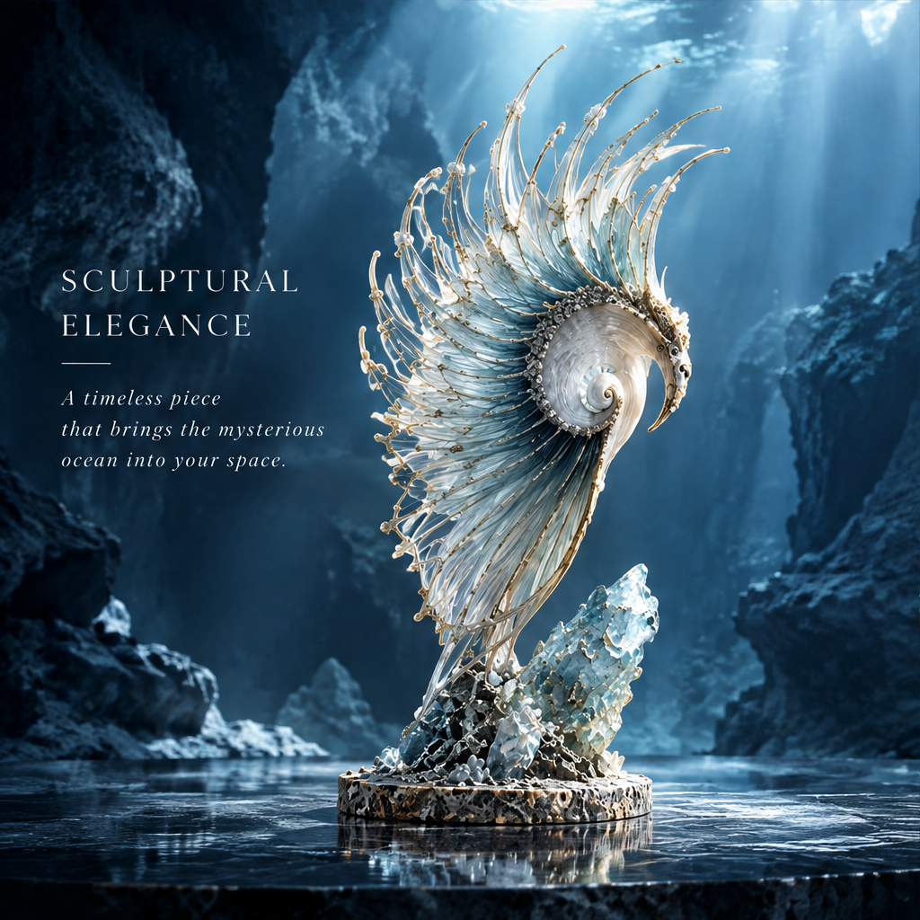 SOLVERNM® The Deep Sea Realm — sculptural elegance: a timeless piece that brings the mysterious ocean into your space, deep sea cave setting