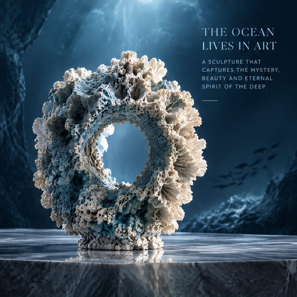 SOLVERNM® The Ocean Lives in Art — a sculpture that captures the mystery, beauty and eternal spirit of the deep, dramatic underwater light setting